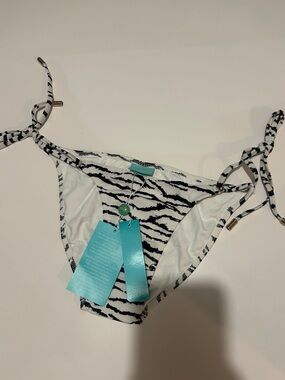 Melissa Odabash White and Black Zebra-Print Side-Tie Bikini Bottom
